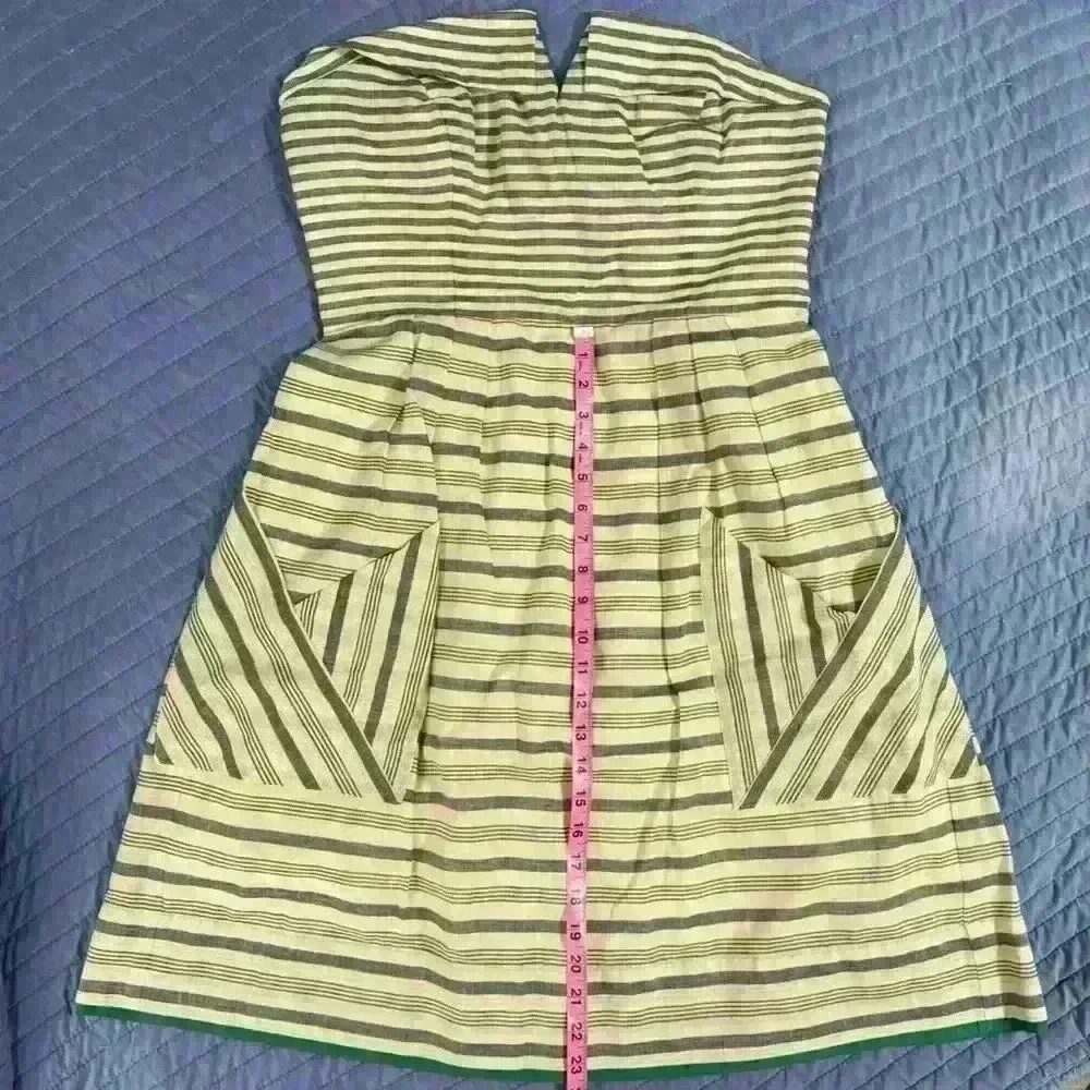 Anthropologie Maeve Changing Stripes Strapless Linen Dress with pockets - Picture 12 of 12